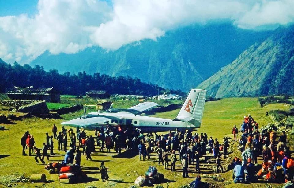 Lukla Airport in 1977, Picture by Cliff Bancroft.